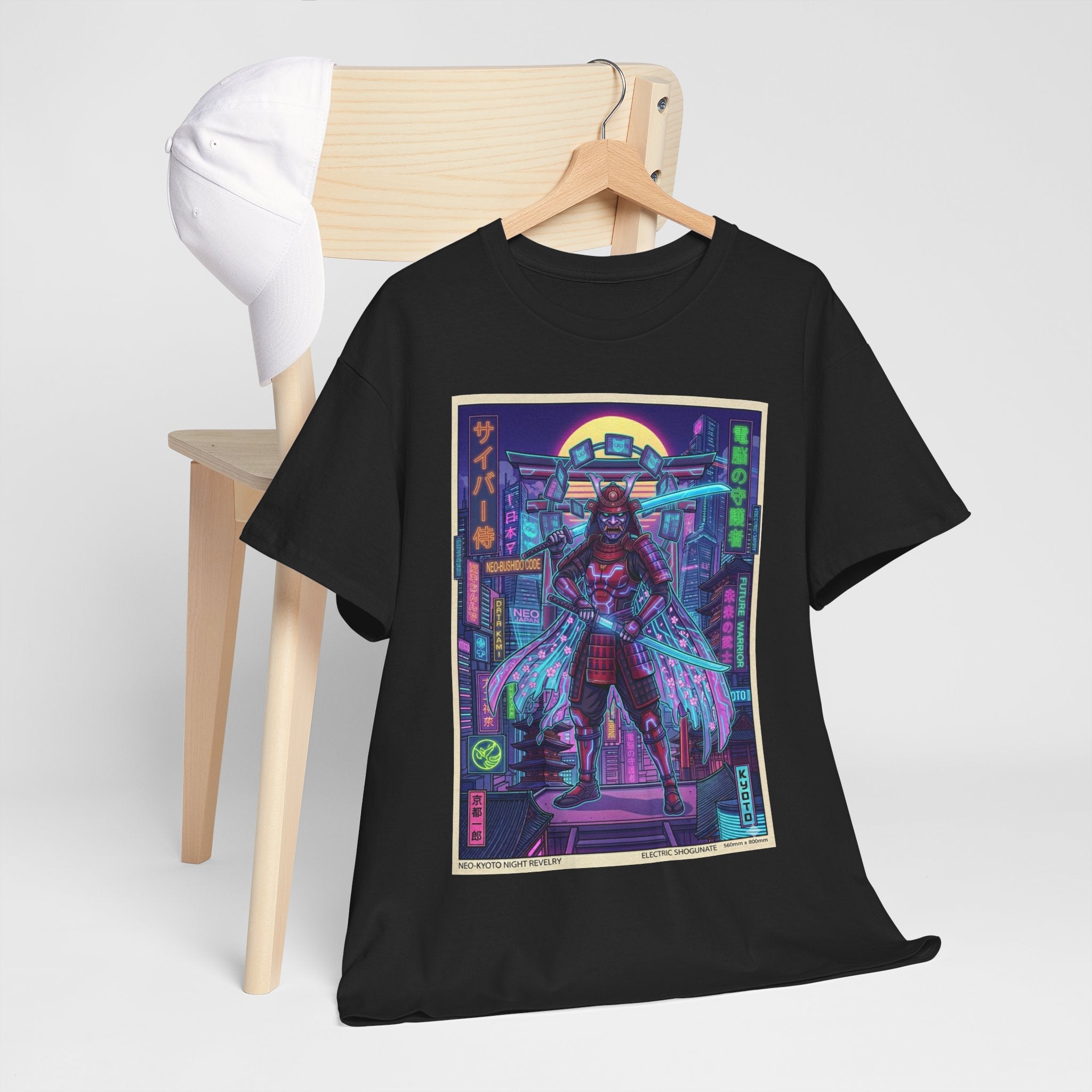 Cyberpunk Samurai T‑Shirt — Neon Night Warrior Graphic Tee - Japanese Streetwear T-Shirt | Tokyo Style X