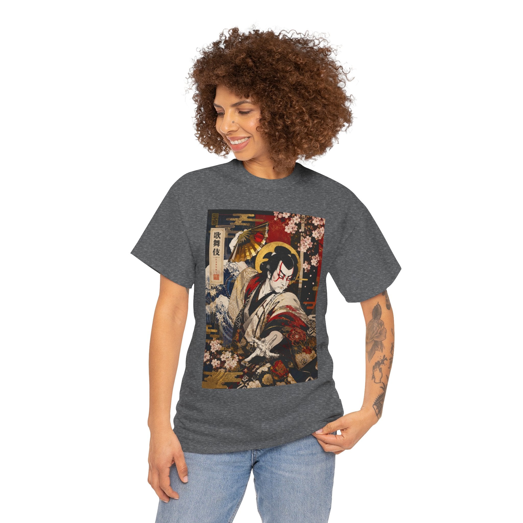 Kabuki Samurai Tee – Vintage Japanese Ukiyo-e Cherry Blossom Graphic T-Shirt