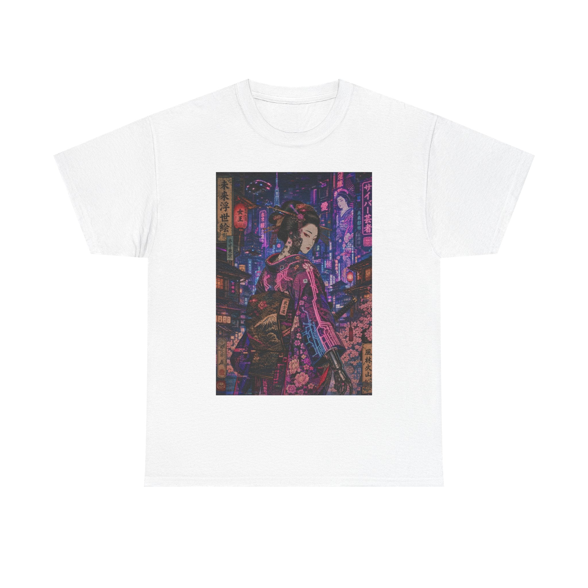 Cyberpunk Geisha Tee — Neon Tokyo Anime Streetwear