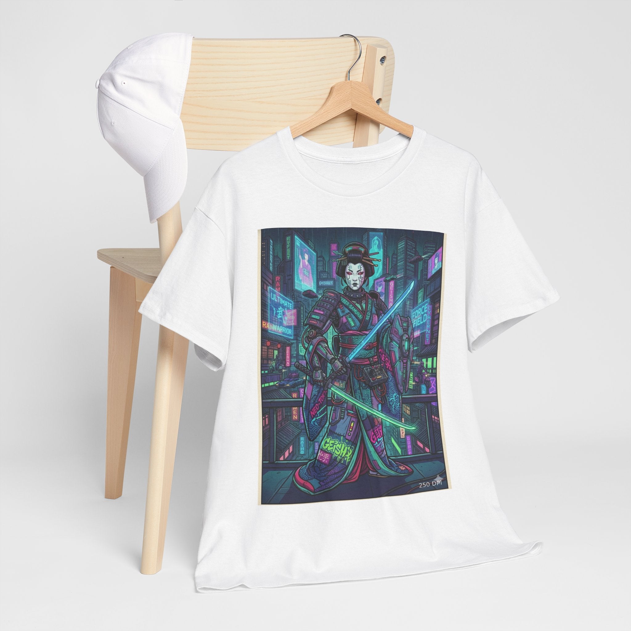 Cyber Geisha T-Shirt — Neon Samurai Streetwear Graphic Tee