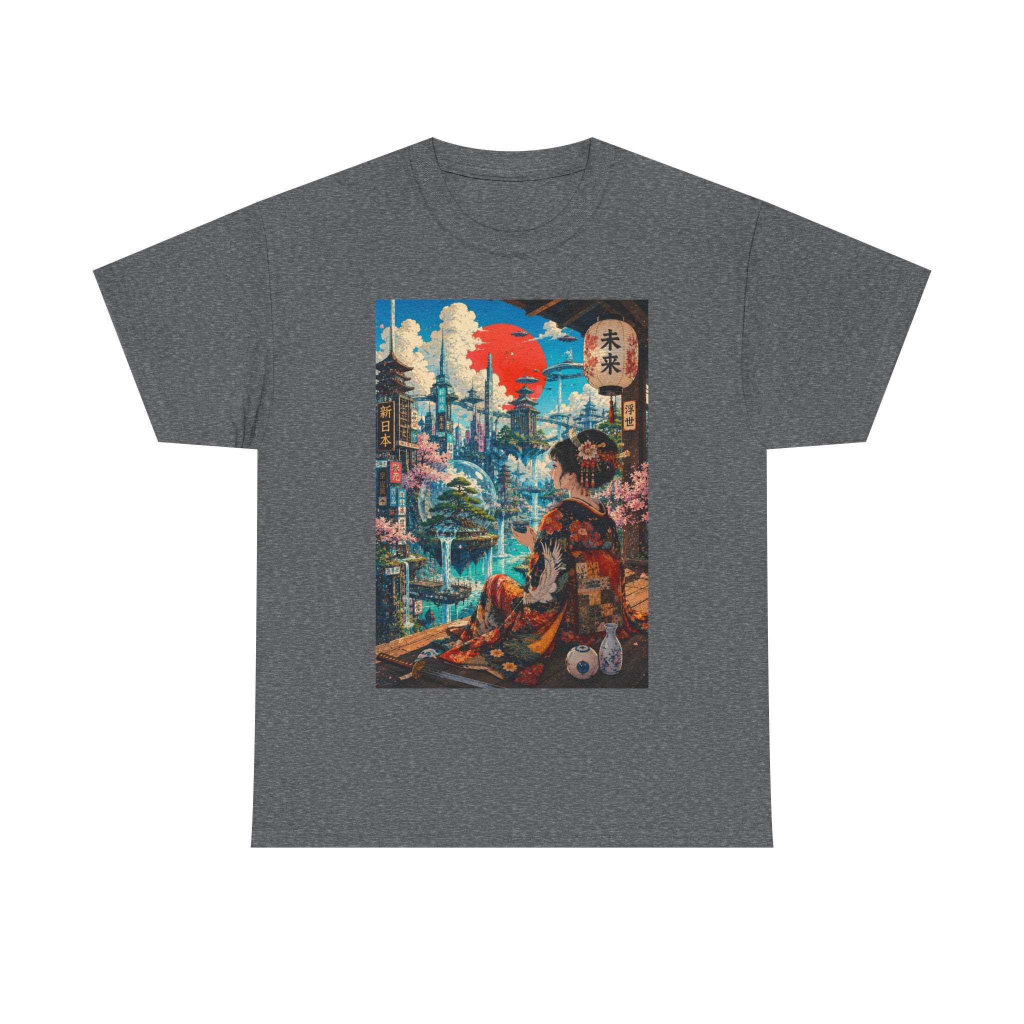 Cyber Geisha T‑Shirt — Futuristic Japanese Cityscape Graphic Tee - Japanese Streetwear T-Shirt | Tokyo Style X