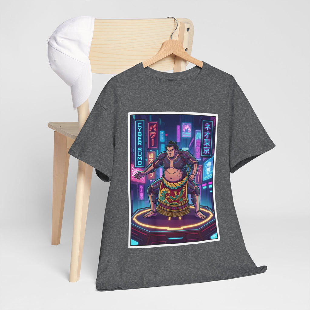 Cyberpunk Sumo Warrior T-Shirt — Neon Japanese Street Art Tee