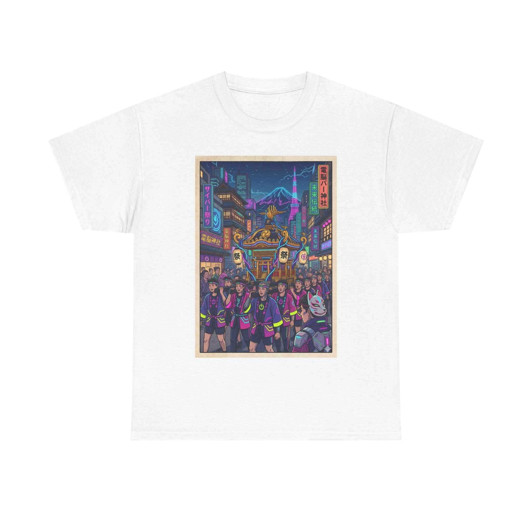 Cyberpunk City Night T-Shirt — Neon Tokyo Street Scene Graphic Tee