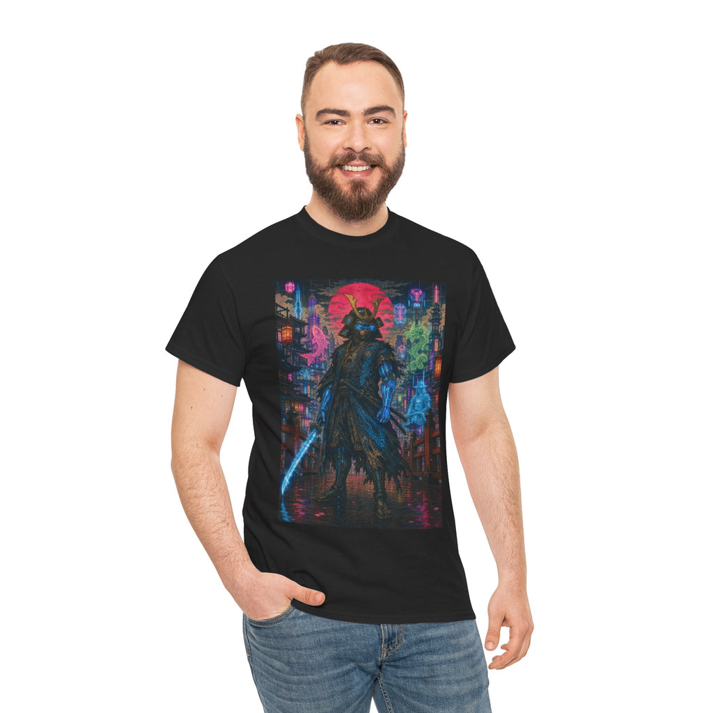 Cyber Samurai T‑Shirt — Neon Ronin Sword Art Tee