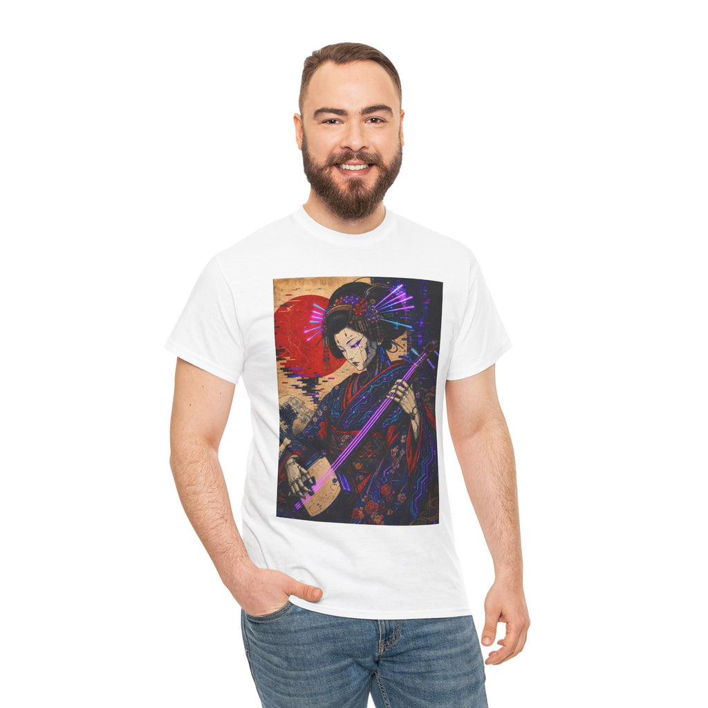 Geisha Shamisen Art Tee — Japanese Vintage-Inspired Music Graphic T-Shirt - Japanese Streetwear T-Shirt | Tokyo Style X