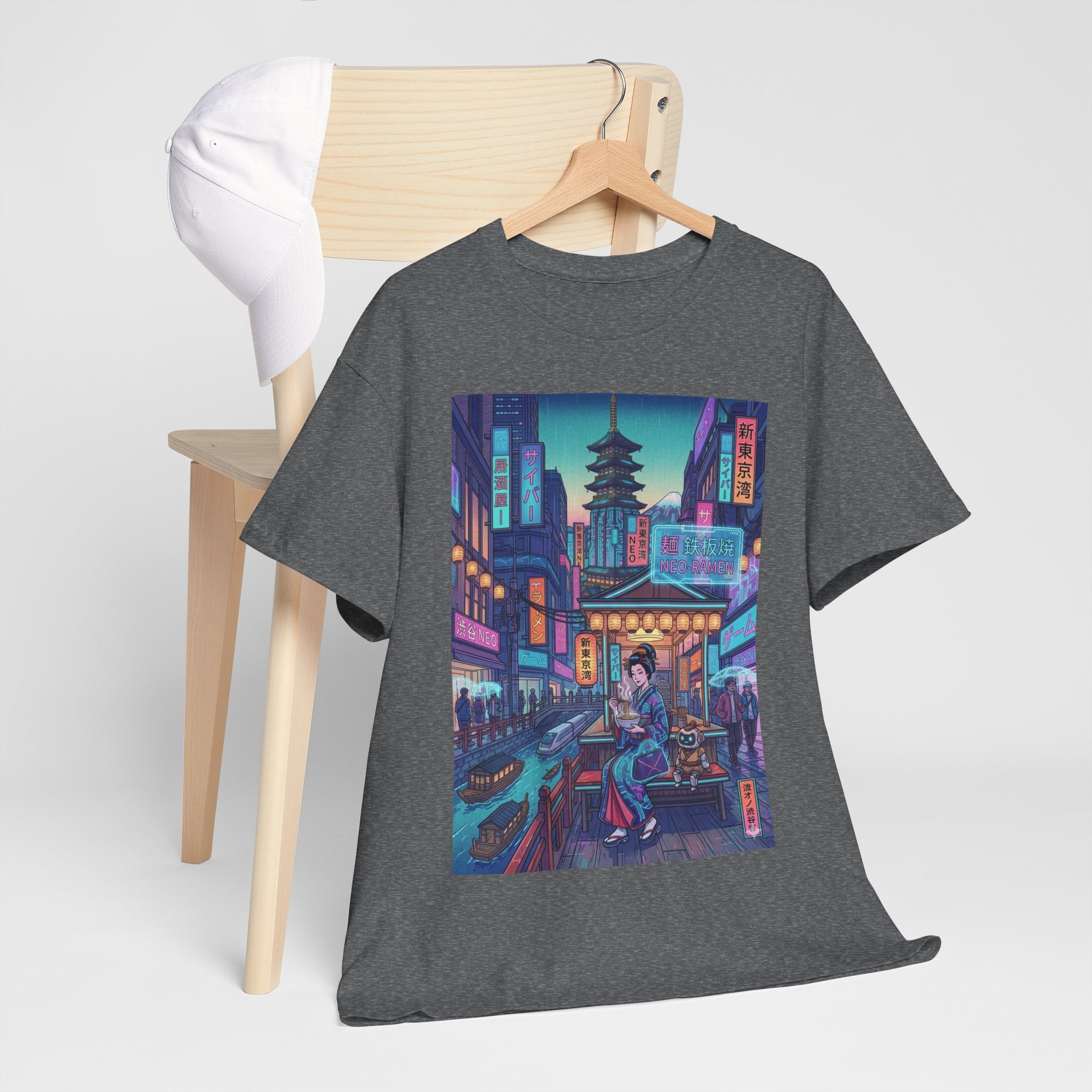 T-Shirt — Neon City Samurai Streetwear (Cyberpunk Tokyo Pagoda Design) - Japanese Streetwear T-Shirt | Tokyo Style X