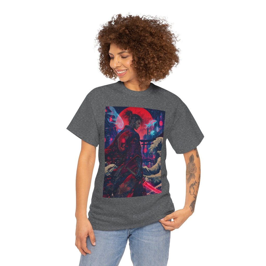 Cyber Samurai Tee — Neon Retro Anime Graphic T-Shirt