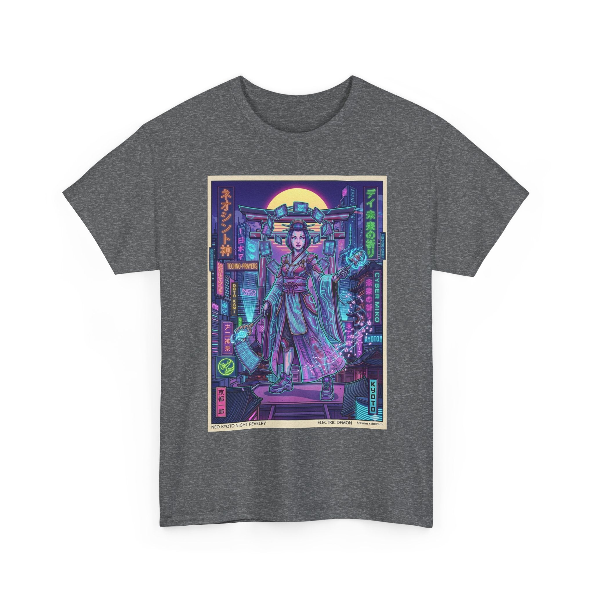 Geisha Cyberpunk T-Shirt — Neon Tokyo Night Graphic Tee - Japanese Streetwear T-Shirt | Tokyo Style X
