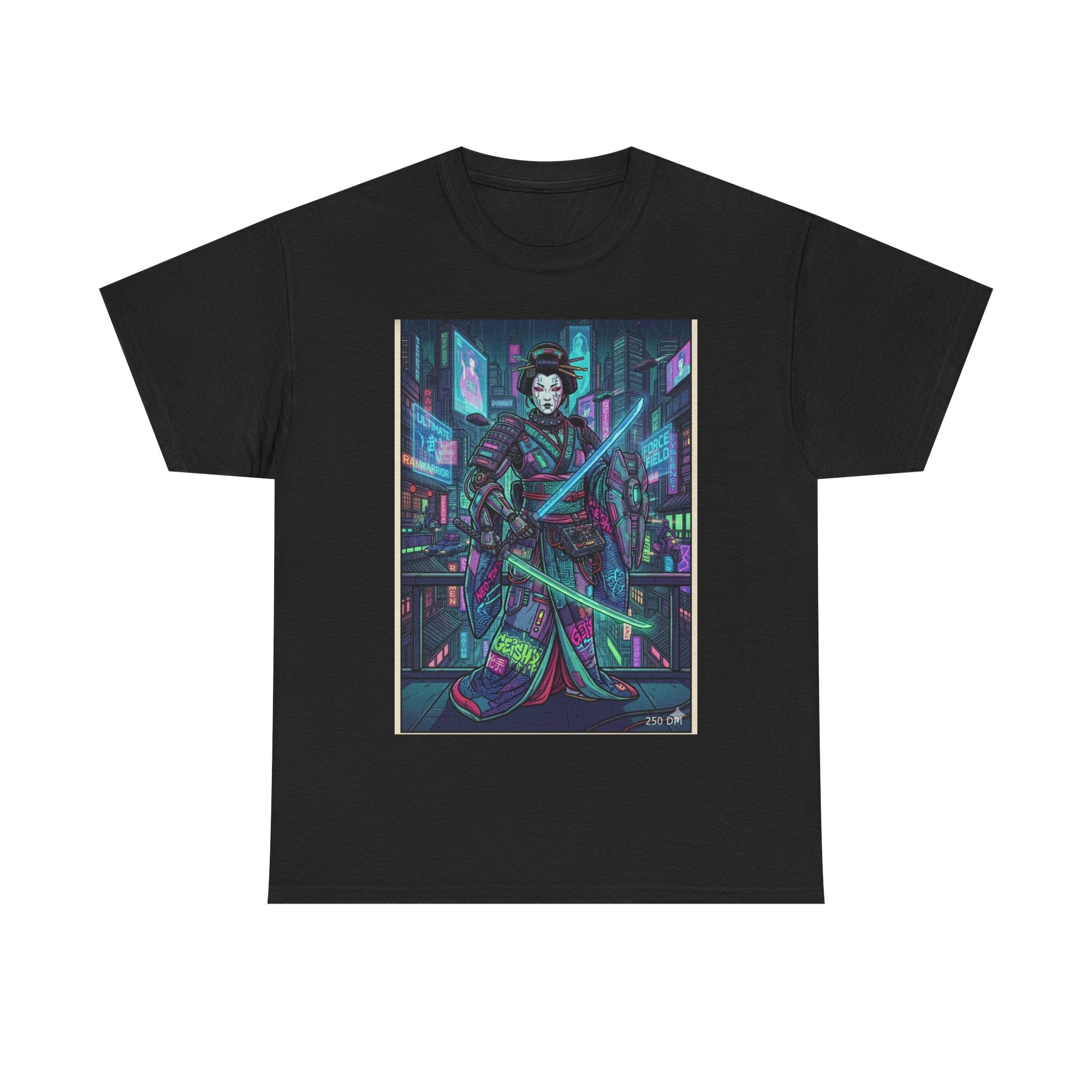 Cyber Geisha T-Shirt — Neon Samurai Streetwear Graphic Tee