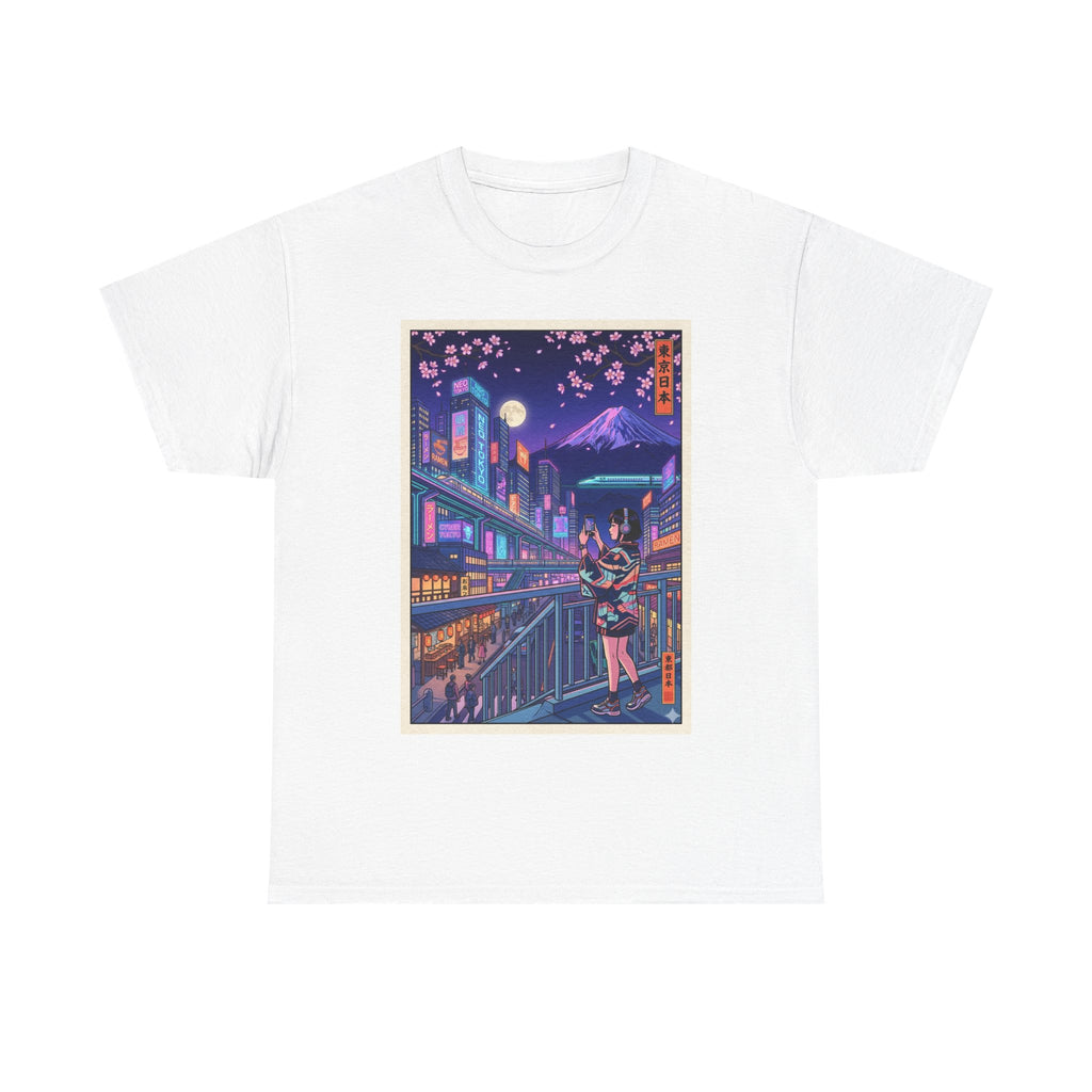 T-Shirt — Neon Sakura Nightstreet Anime Cityscape Print