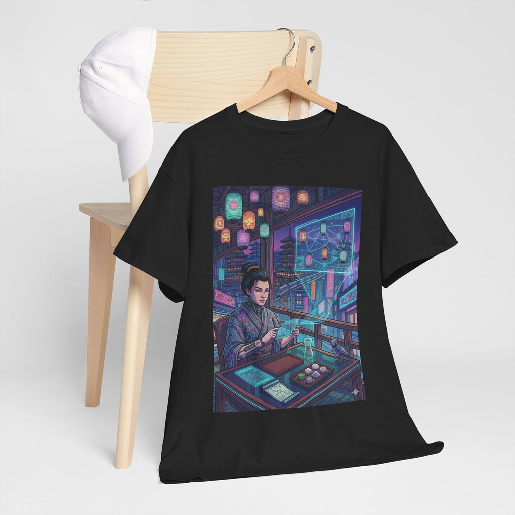 Cyberpunk Programmer Tee — Neon Night City Tech Art T-Shirt - Japanese Streetwear T-Shirt | Tokyo Style X