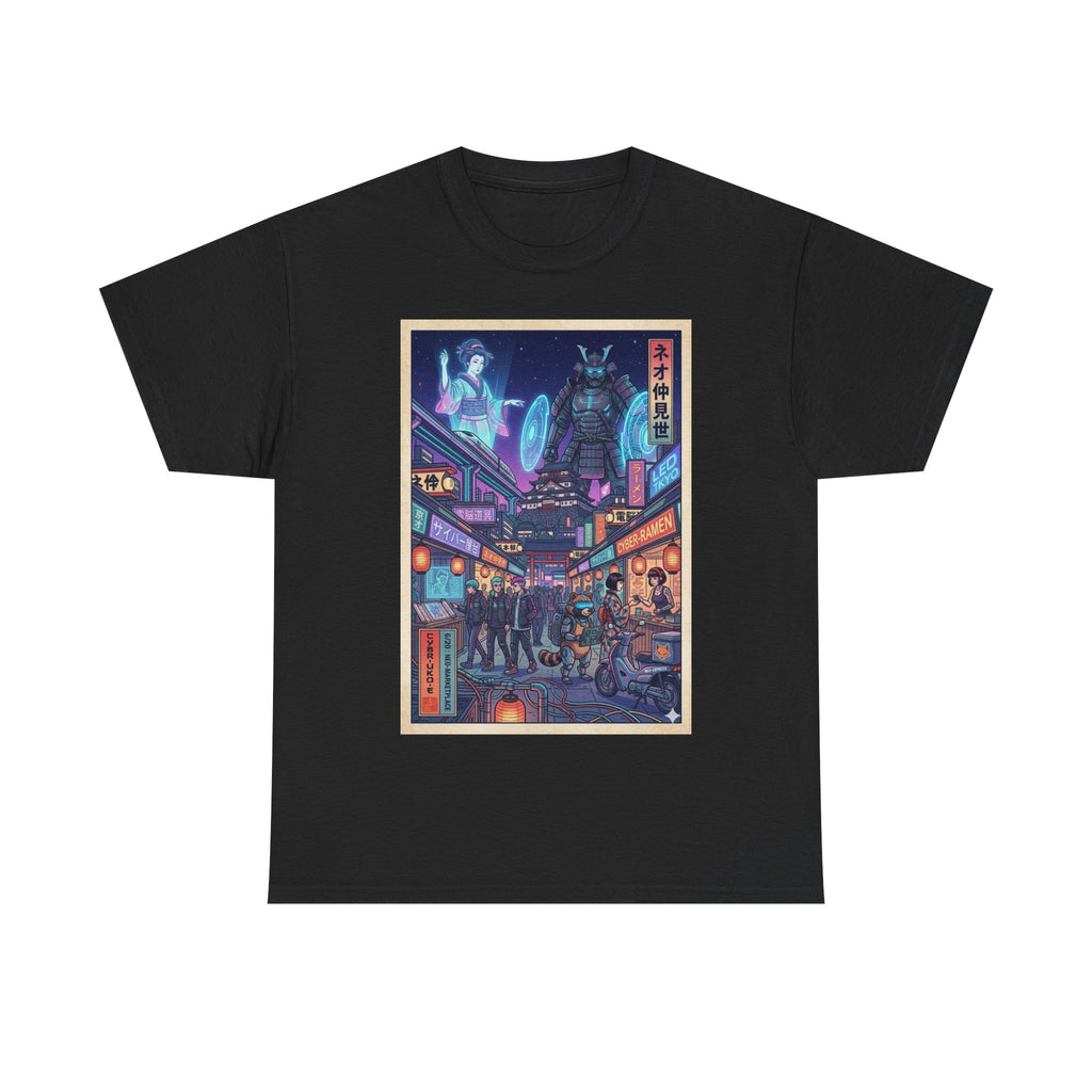 Cyberpunk Tokyo Alley T-Shirt — Neon Night Market Graphic Tee