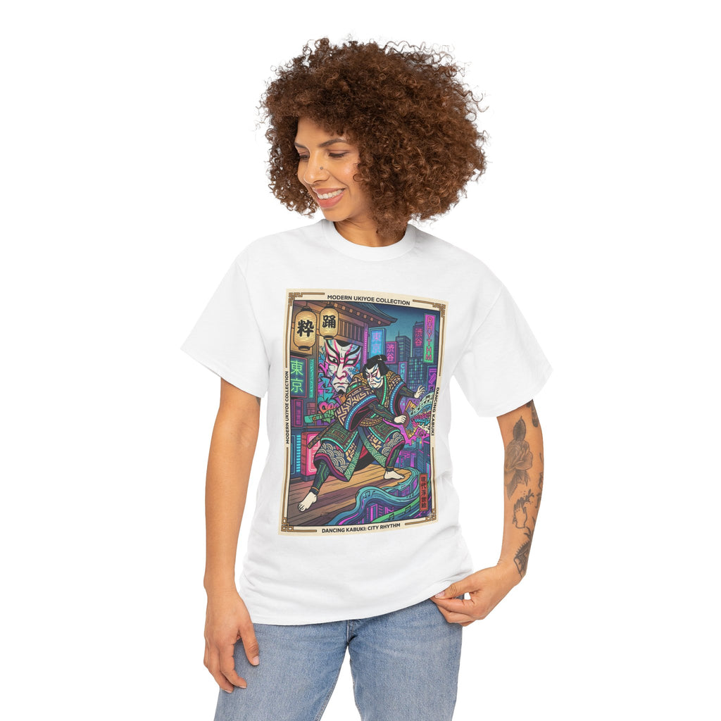 Kabuki Cyberpunk T-Shirt — Neon Samurai Art Tee