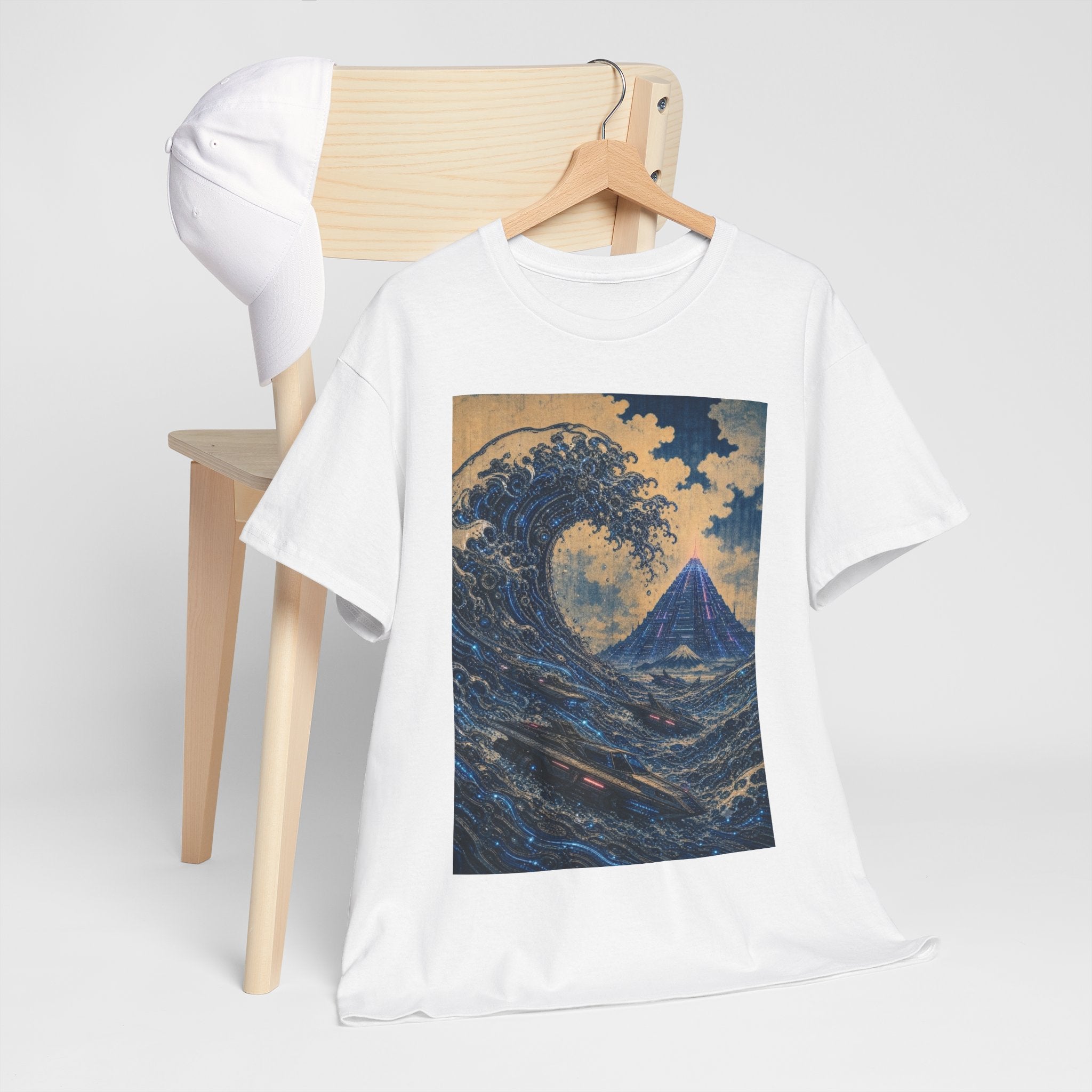 Wave & Mount Fuji Art Tee — Vintage Japanese Wave Graphic T-Shirt