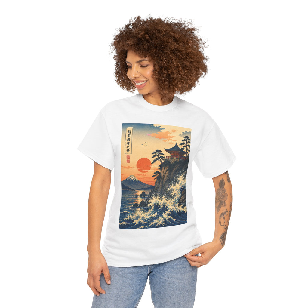 Japanese Sunset Wave T-Shirt — Vintage Mt. Fuji Ukiyo-e Graphic Tee