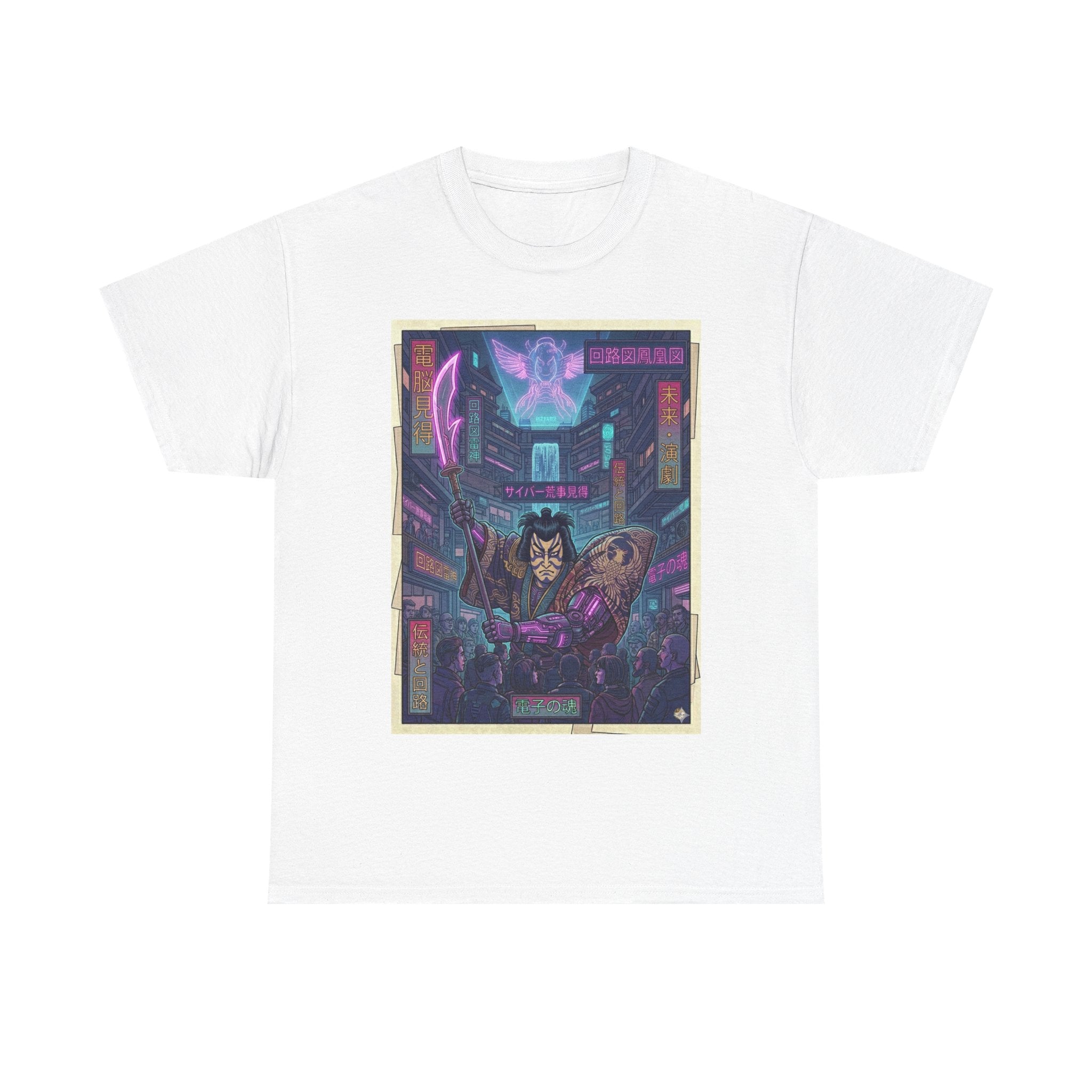 Cyberpunk Samurai T-Shirt — Neon Night Streets Graphic Tee - Japanese Streetwear T-Shirt | Tokyo Style X