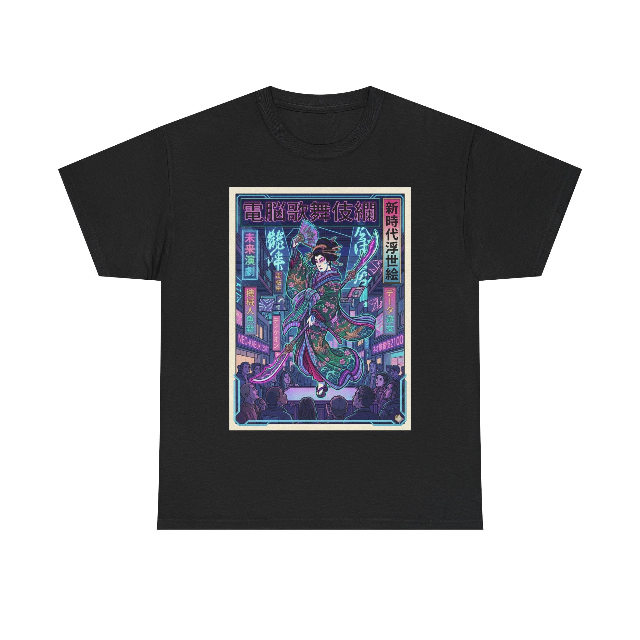 Cyberpunk Geisha T‑Shirt — Neon Tokyo Ukiyo‑e Graphic Tee - Japanese Streetwear T-Shirt | Tokyo Style X