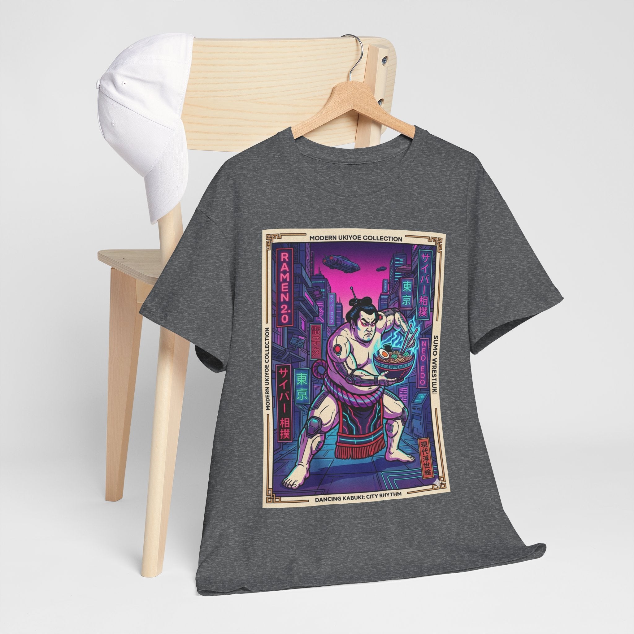 Sumo Warrior Graphic Tee — Neon Retro Japanese Urban Art T-Shirt