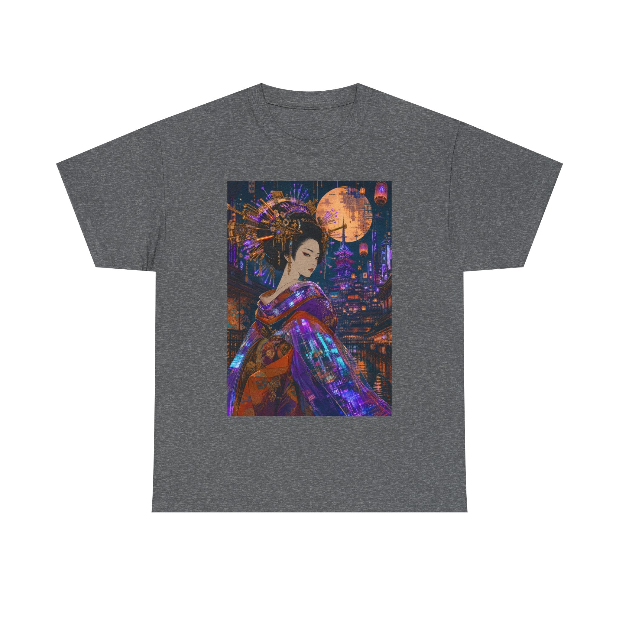 Geisha Nightscape T-Shirt — Neon Moon Japanese Kimono Art Tee