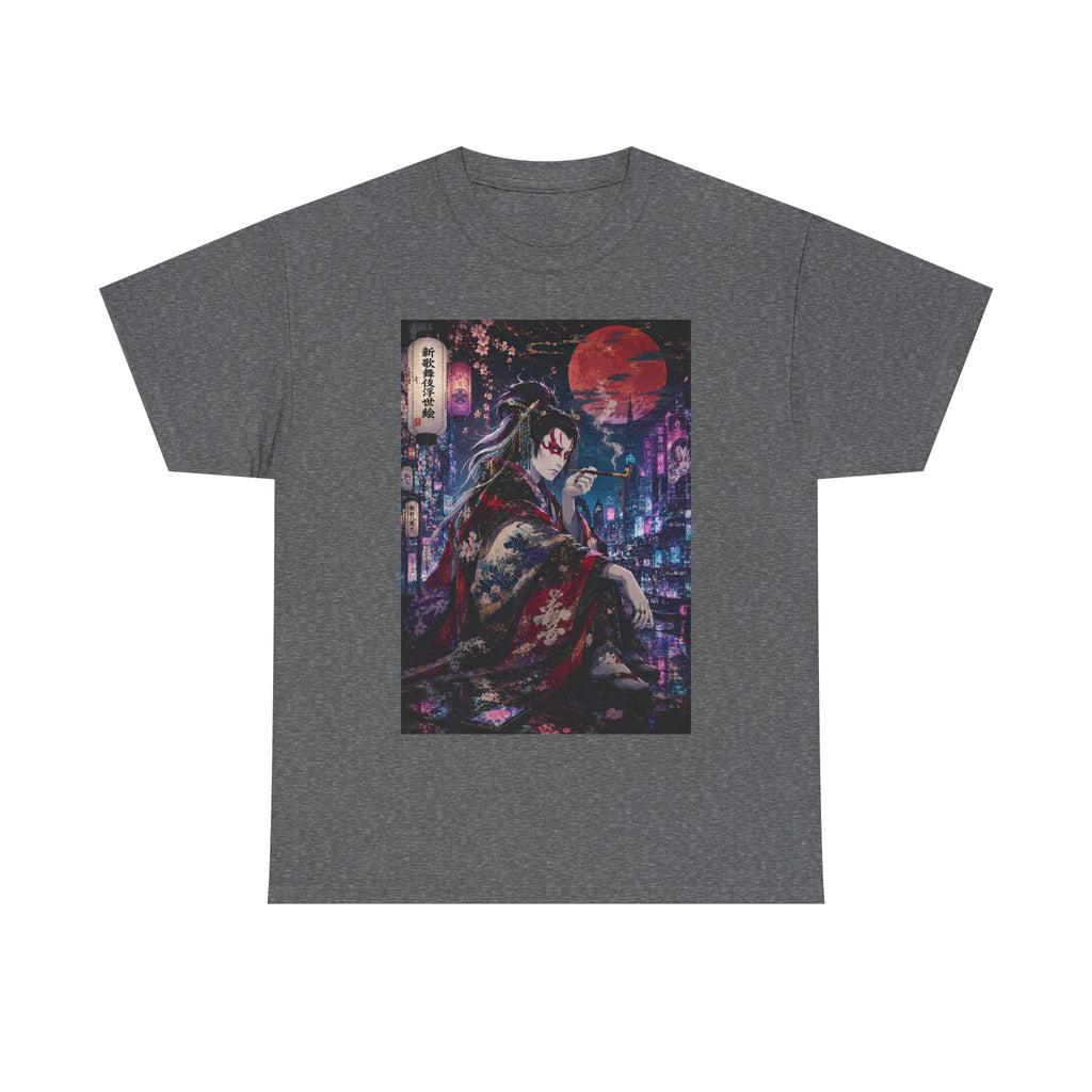 Anime Geisha Nightscape T-Shirt — Cyberpunk Kimono Art Tee