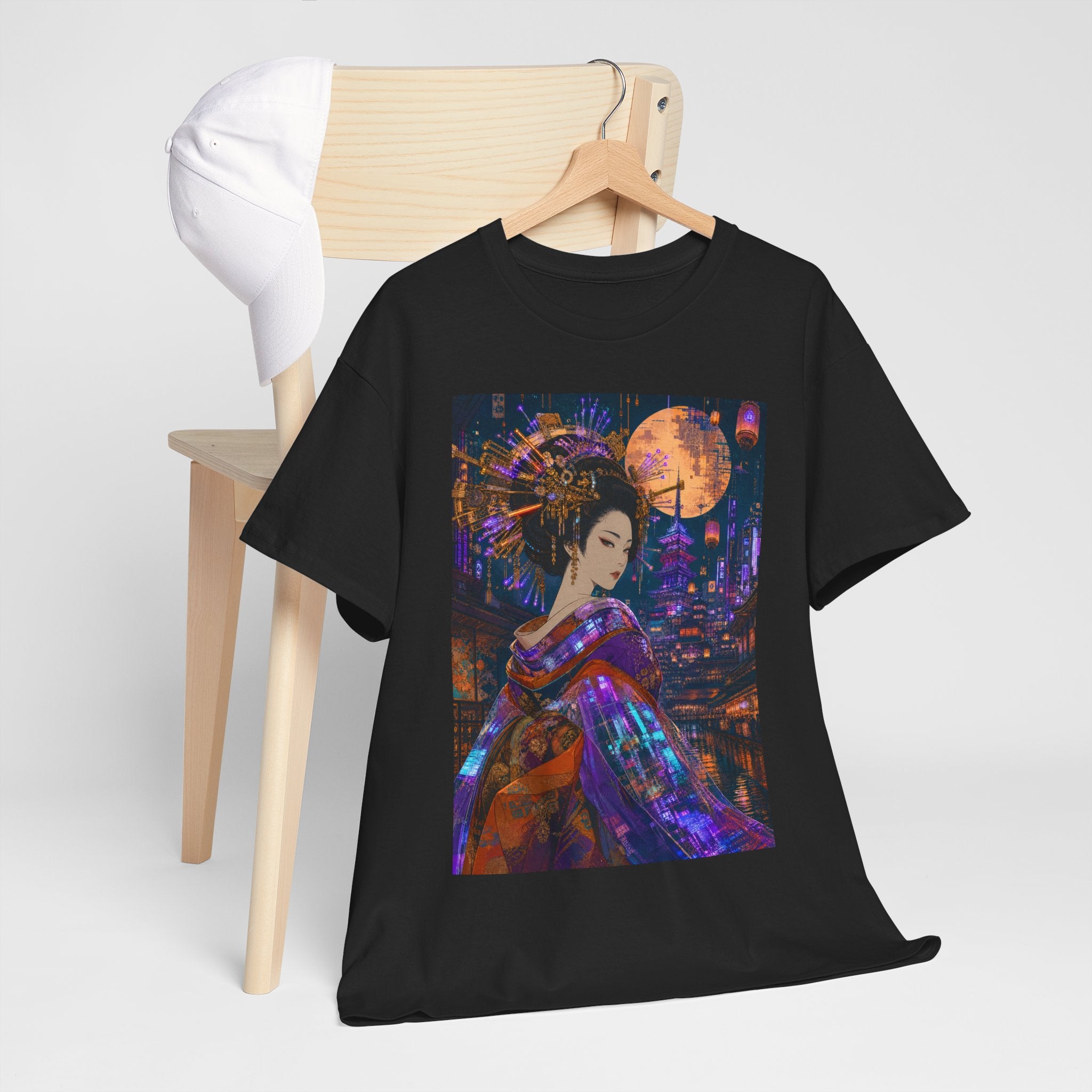 Geisha Nightscape T-Shirt — Neon Moon Japanese Kimono Art Tee