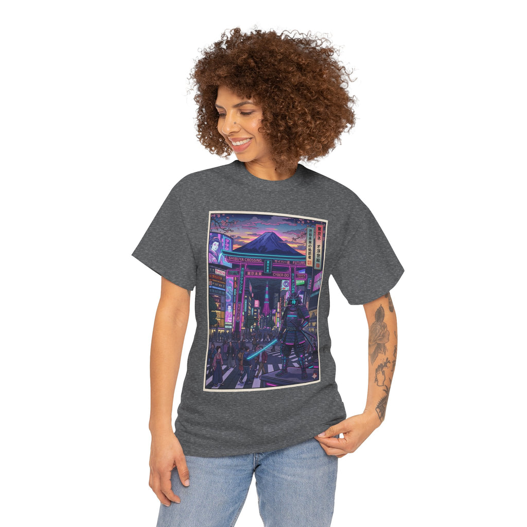 Cyberpunk Night Market T-Shirt — Neon Samurai Tokyo Streetwear