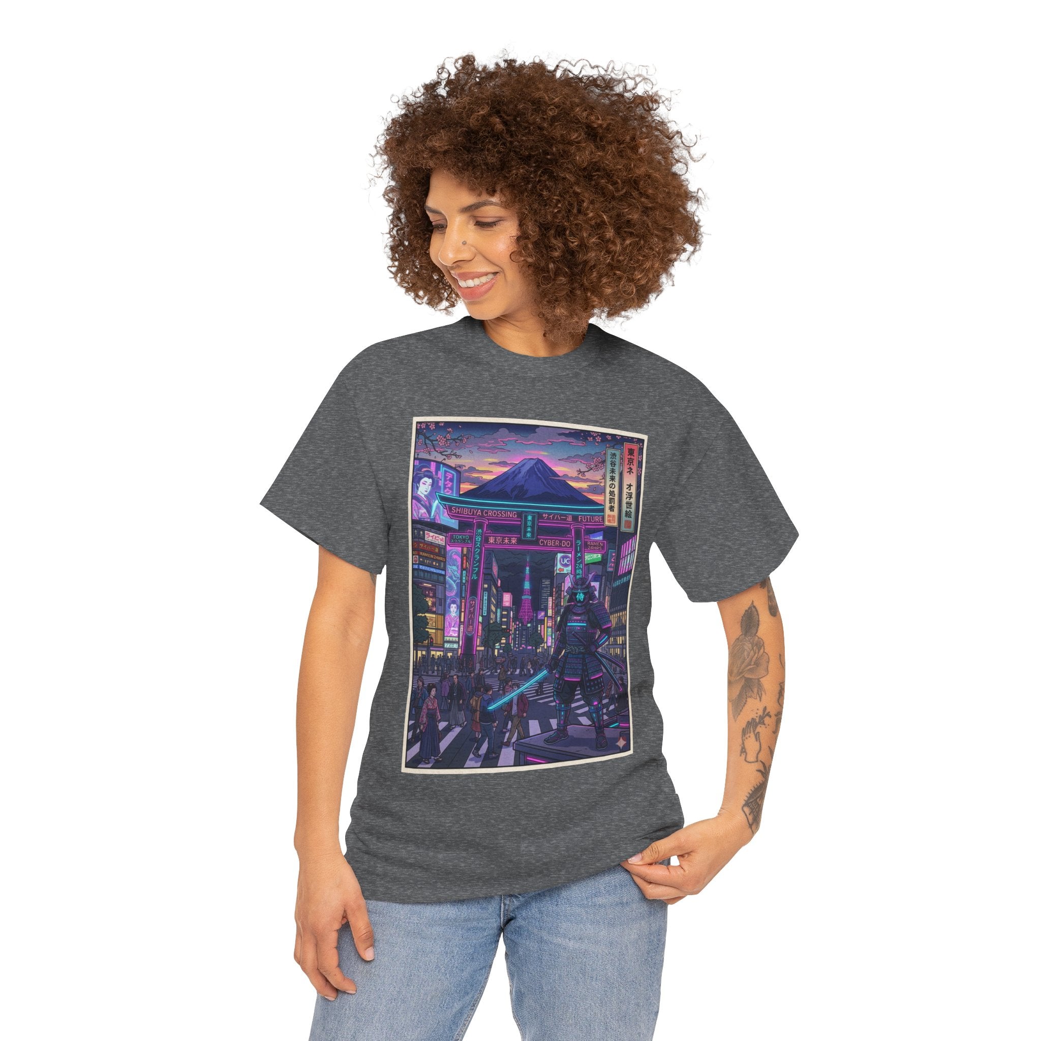 Cyberpunk Night Market T-Shirt — Neon Samurai Tokyo Streetwear