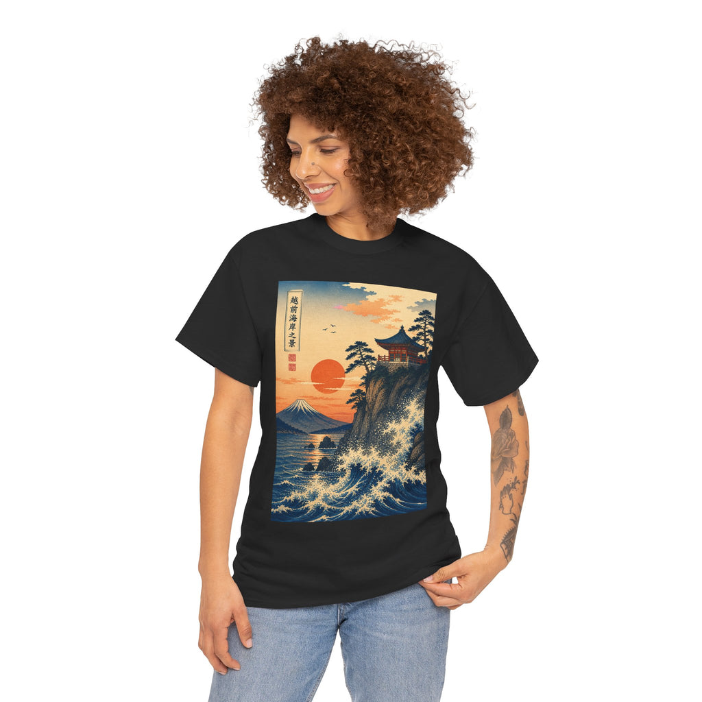 Japanese Sunset Wave T-Shirt — Vintage Mt. Fuji Ukiyo-e Graphic Tee