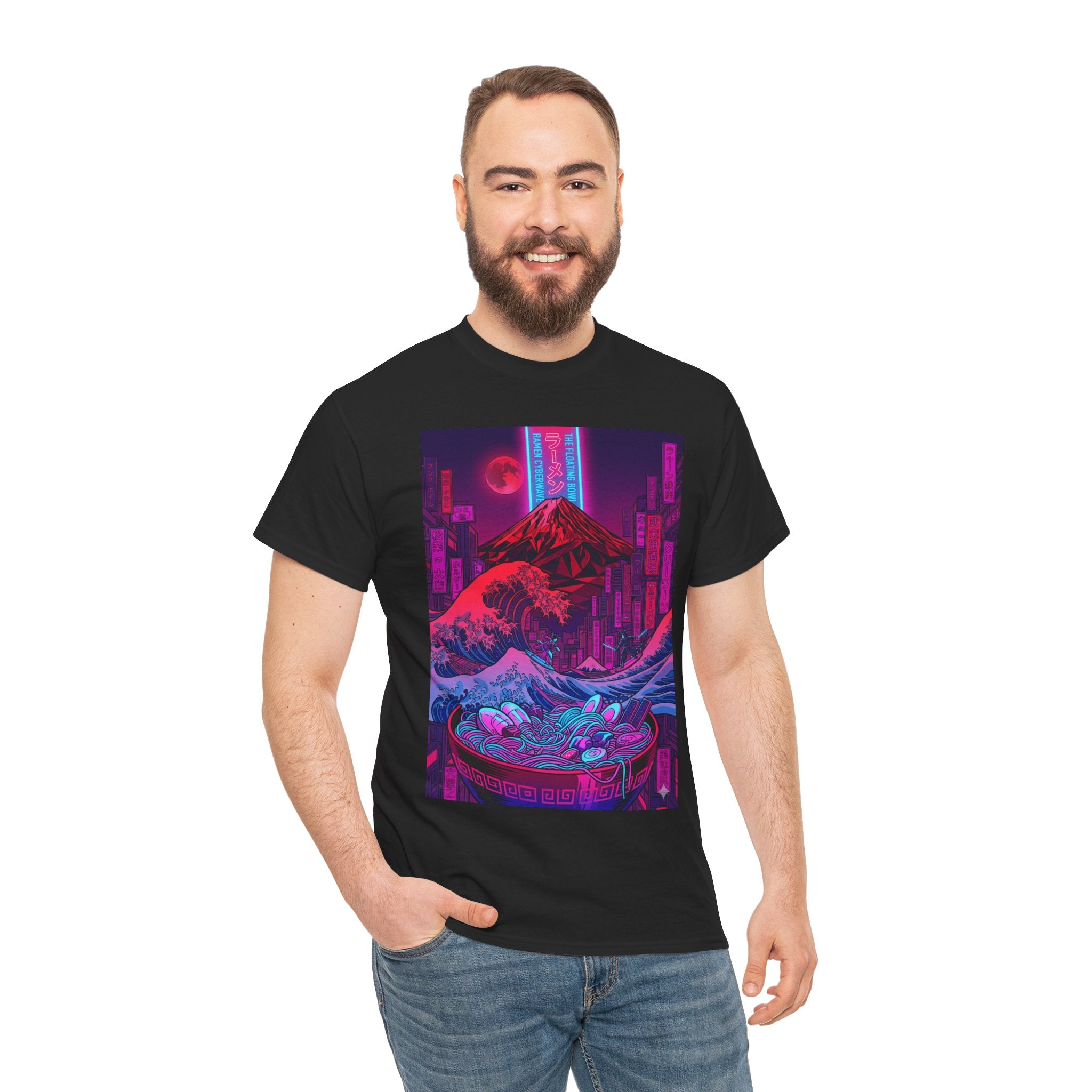 Vaporwave Mt. Fuji Wave Tee — Neon Cyberpunk Japanese Art Shirt