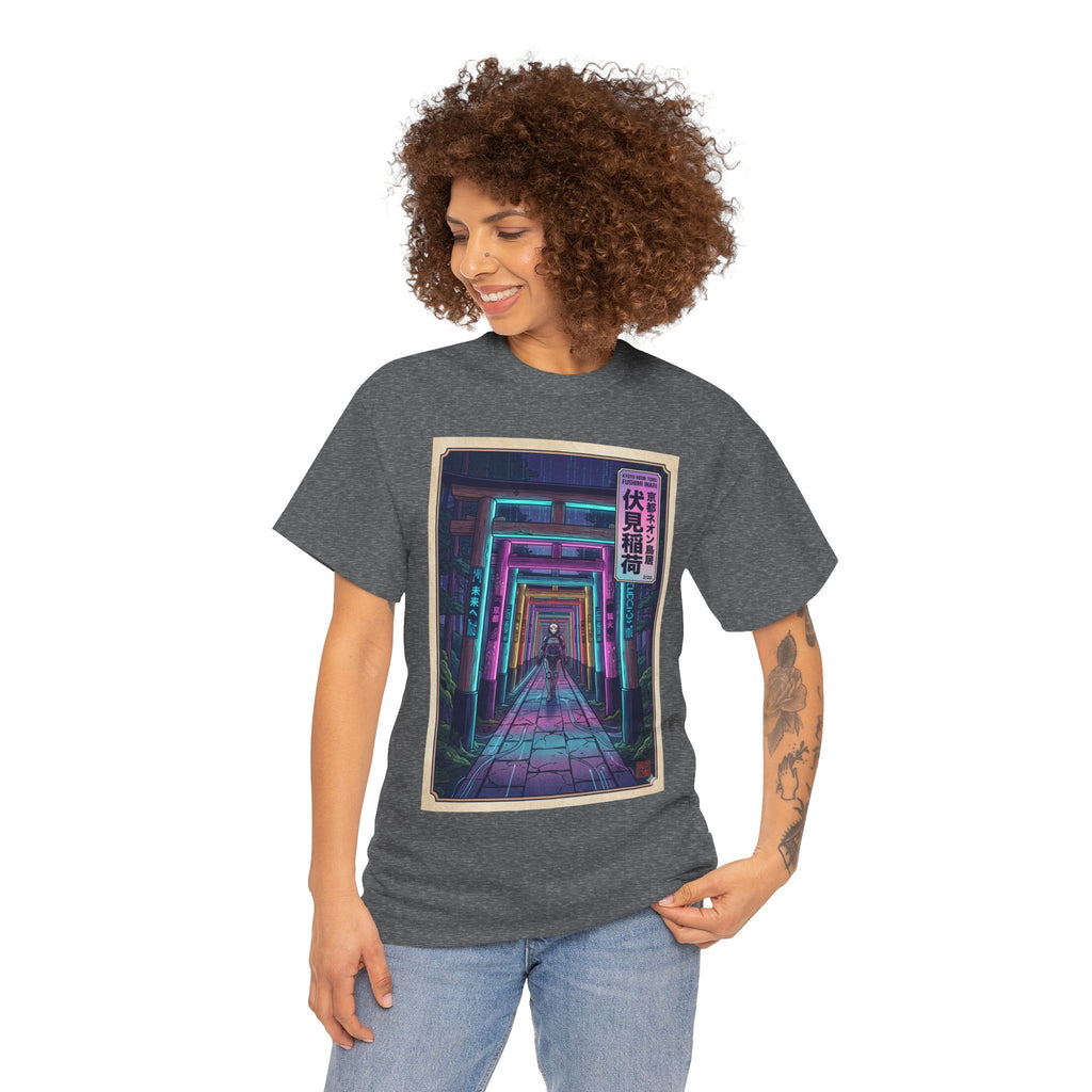 Neon Torii Gate Tee — Vaporwave Fushimi Inari Tunnel Graphic T-Shirt