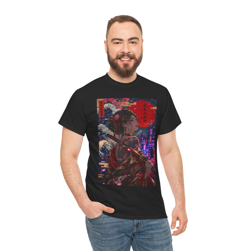 Cyberpunk Geisha T-Shirt — Neon Samurai Art Tee