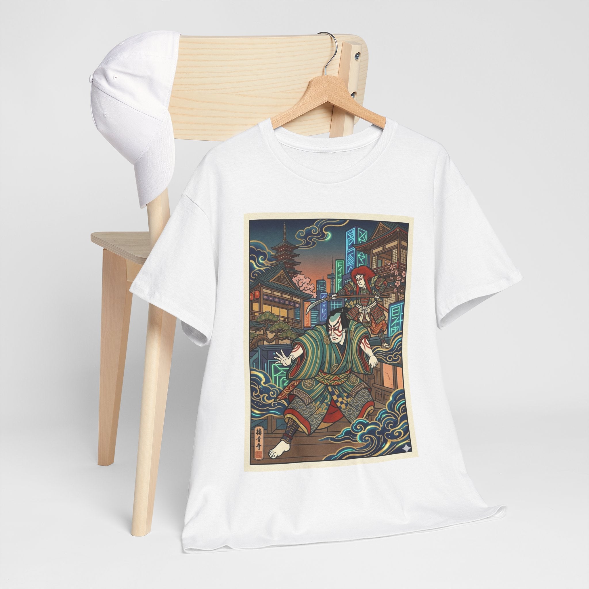 Samurai Night Streetwear Tee — Vintage Ukiyo-e Style Japanese Warrior Graphic Shirt