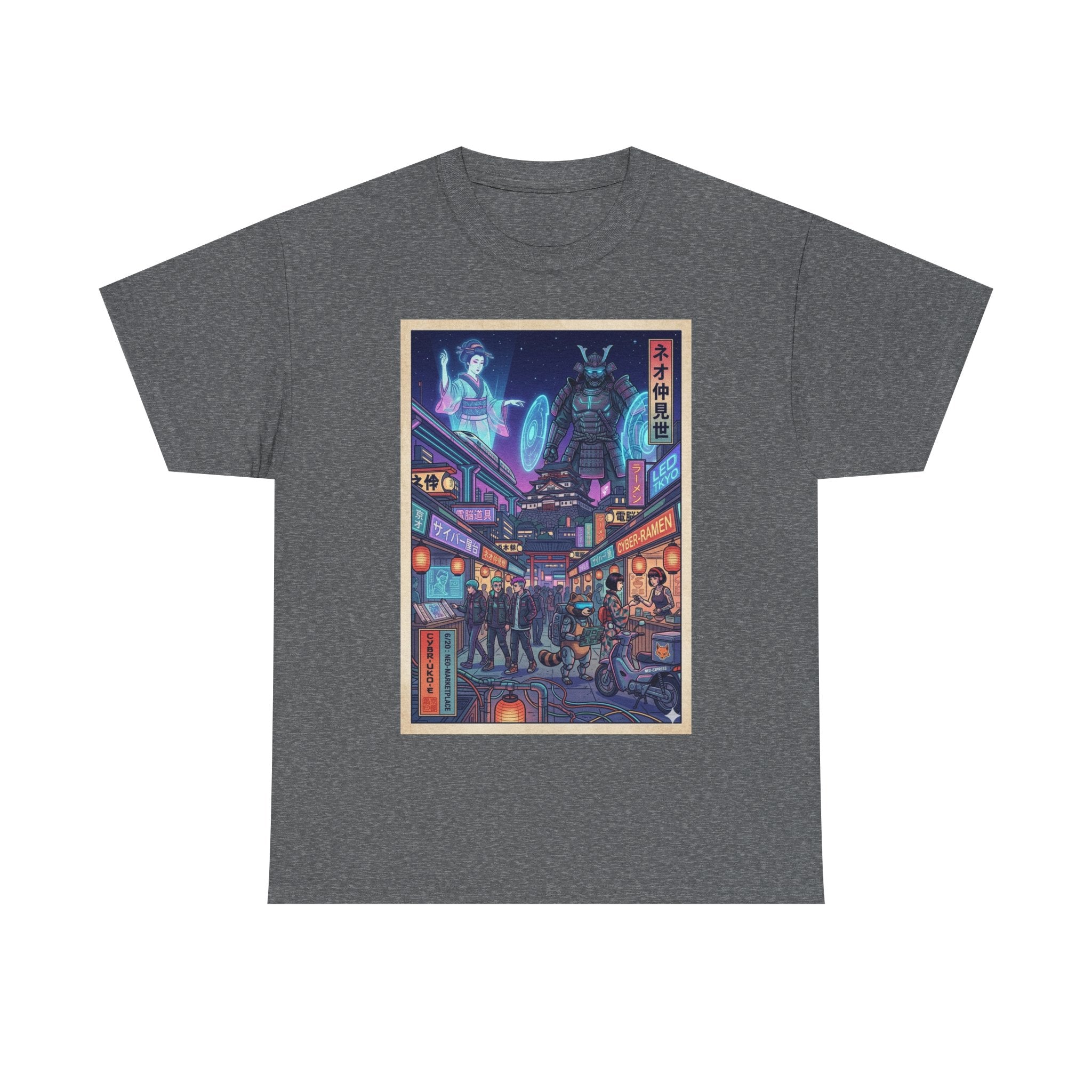 Cyberpunk Tokyo Alley T-Shirt — Neon Night Market Graphic Tee