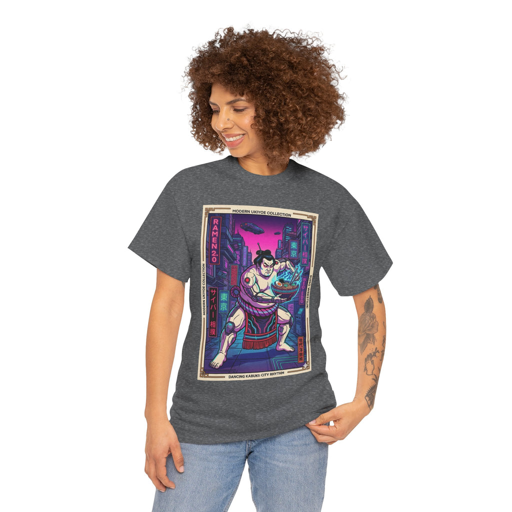 Sumo Warrior Graphic Tee — Neon Retro Japanese Urban Art T-Shirt