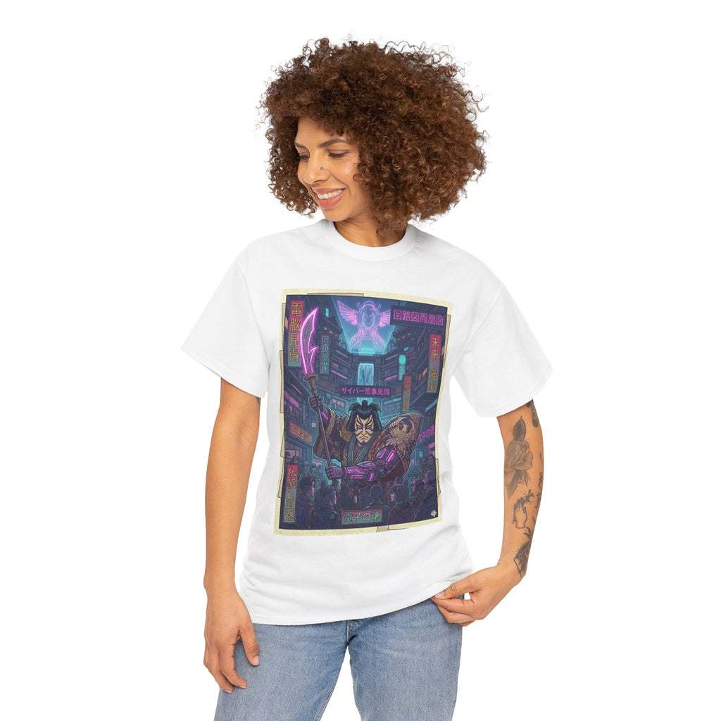 Cyberpunk Samurai T-Shirt — Neon Night Streets Graphic Tee - Japanese Streetwear T-Shirt | Tokyo Style X