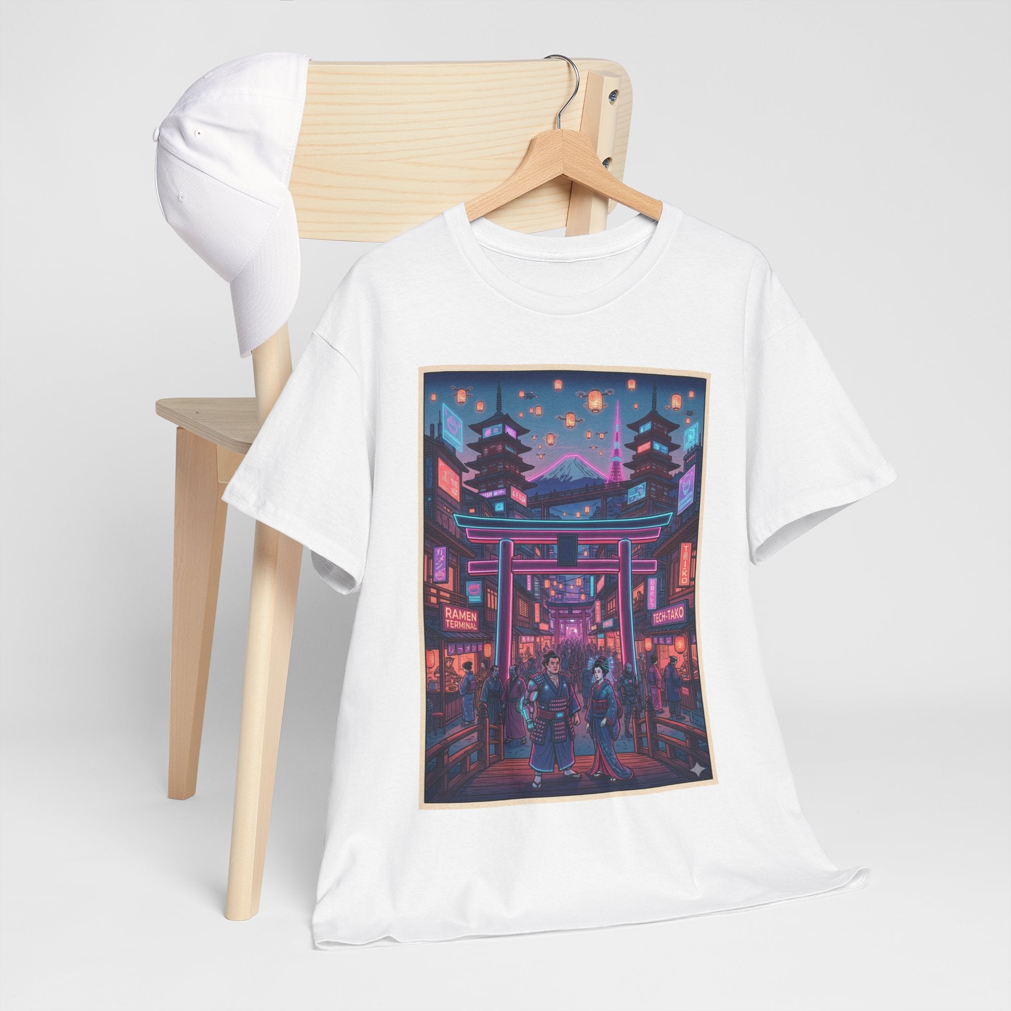 Japanese Night Market Tee — Neon Torii Shrine Streetwear