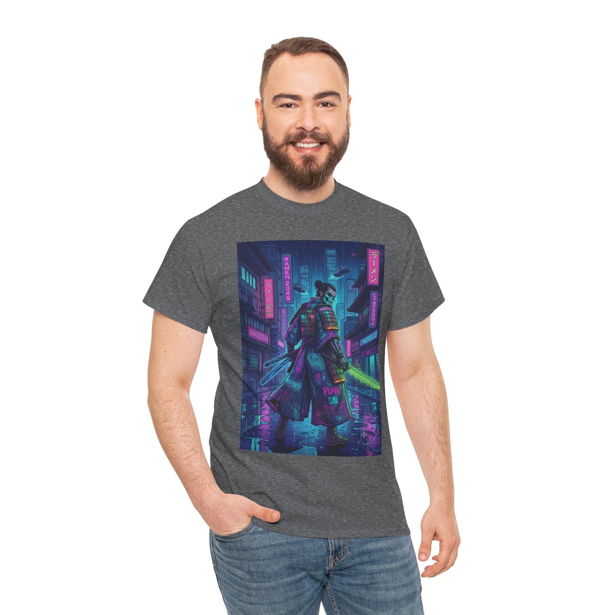 Cyberpunk Samurai T-Shirt — Neon City Night Rider Graphic Tee
