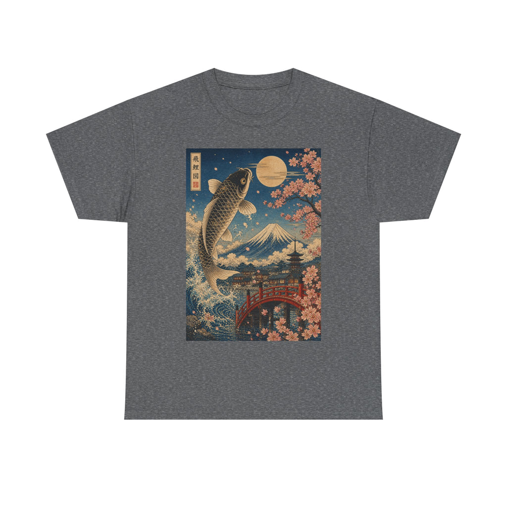 Koi & Mount Fuji T-Shirt — Japanese Cherry Blossom Retro Art Tee