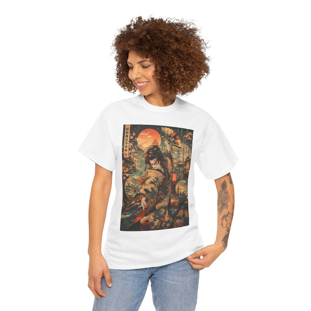 Samurai Sunset T-Shirt — Vintage Japanese Warrior Graphic Tee