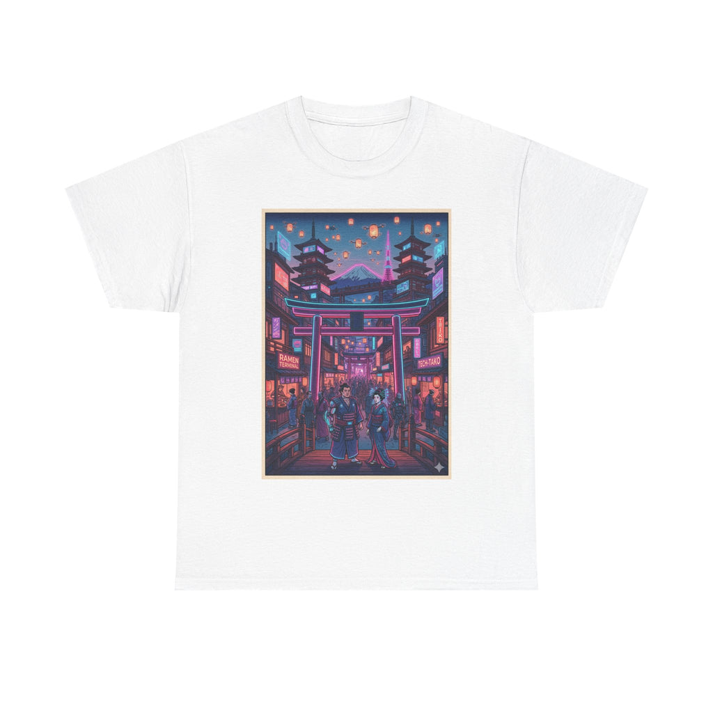 Japanese Night Market Tee — Neon Torii Shrine Streetwear