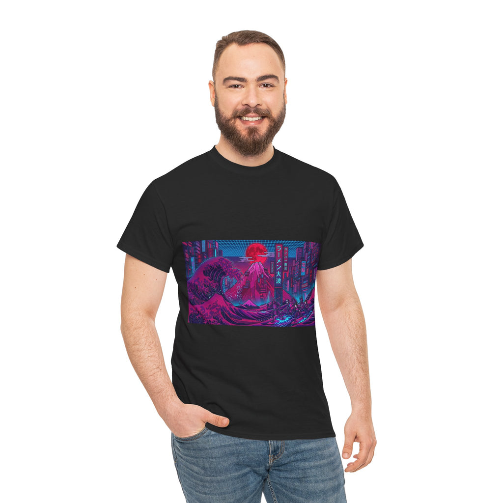 Cyberpunk Cityscape T‑Shirt — Neon Samurai Retro Wave Tee