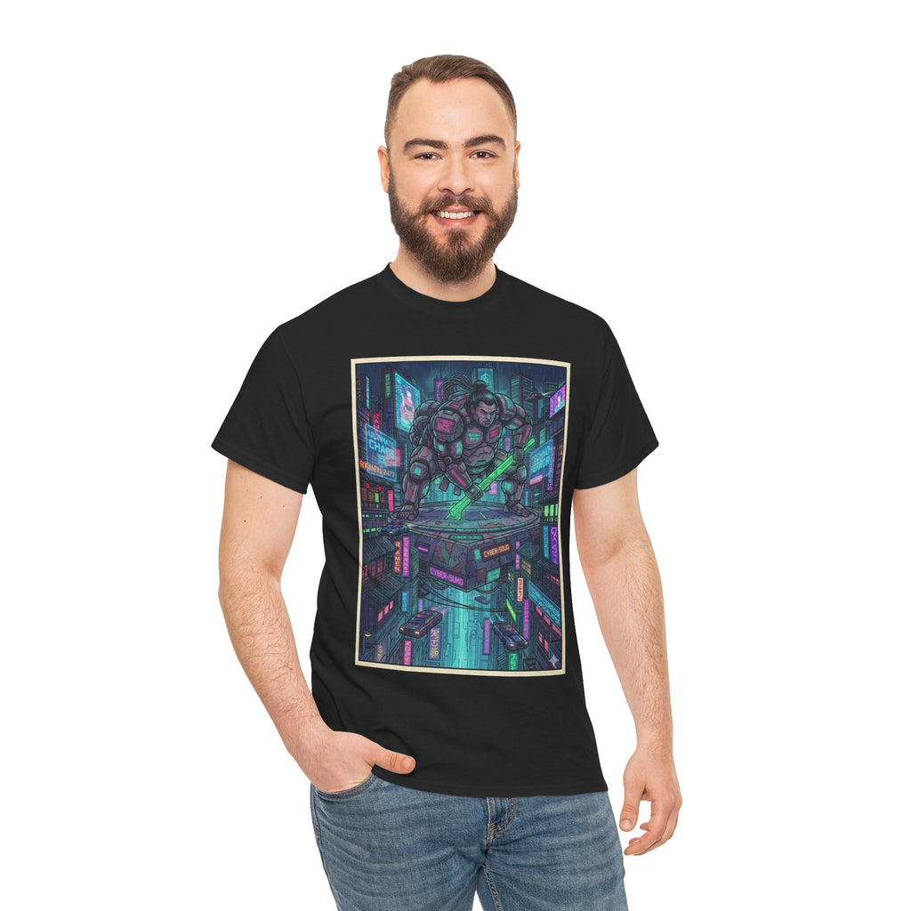 Cyberpunk City Gorilla Tee — Neon Futuristic Streetwear Graphic T-Shirt