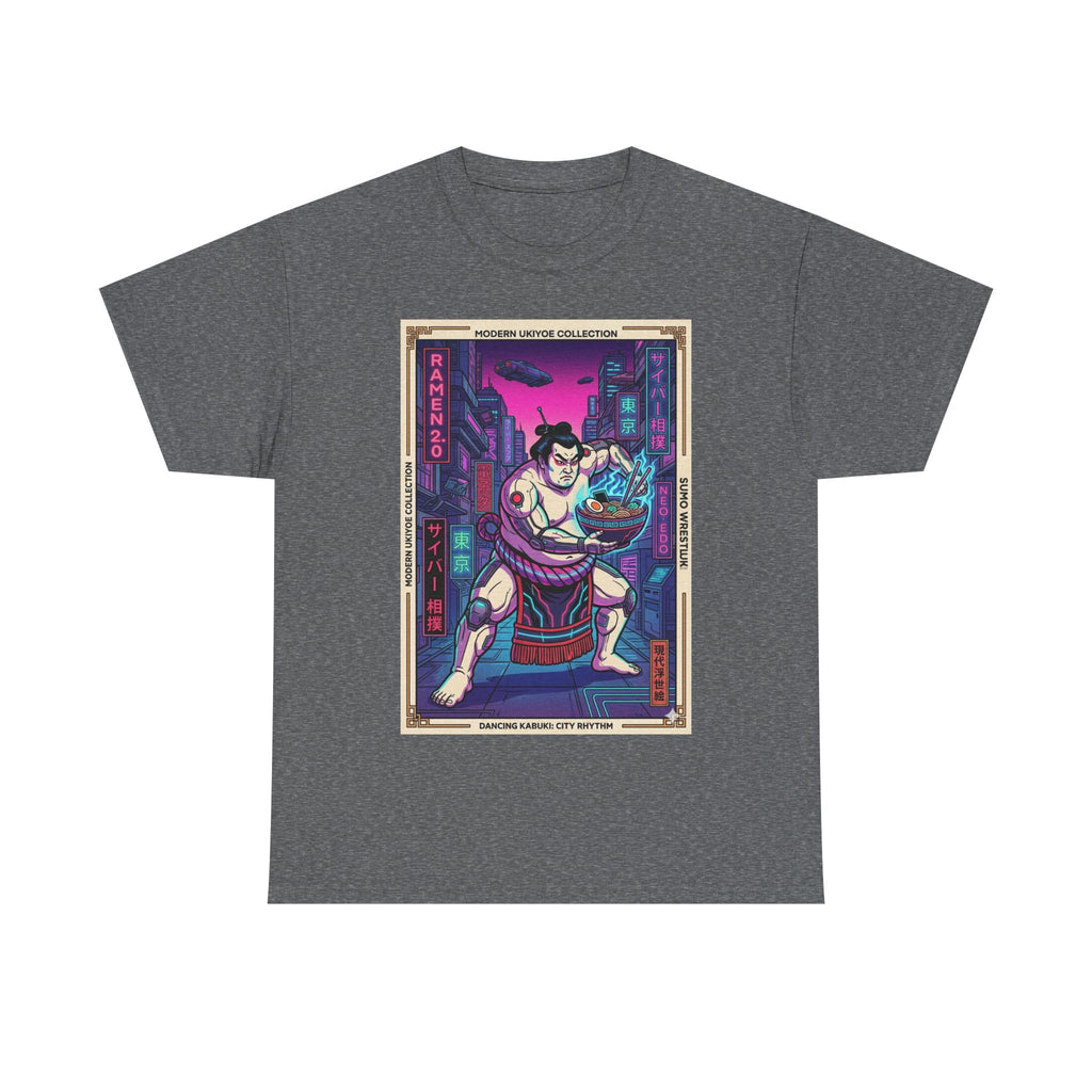 Sumo Warrior Graphic Tee — Neon Retro Japanese Urban Art T-Shirt