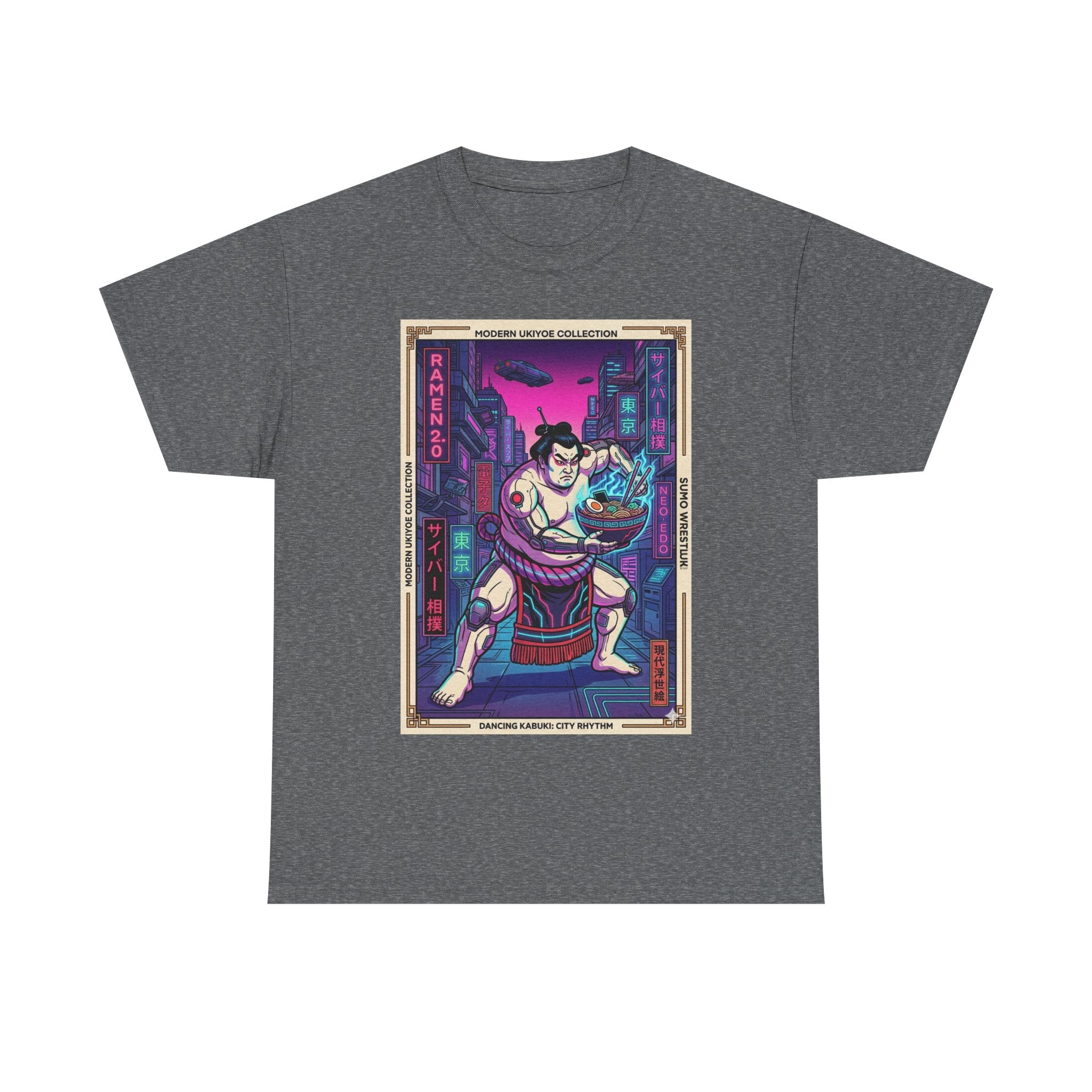 Sumo Warrior Graphic Tee — Neon Retro Japanese Urban Art T-Shirt