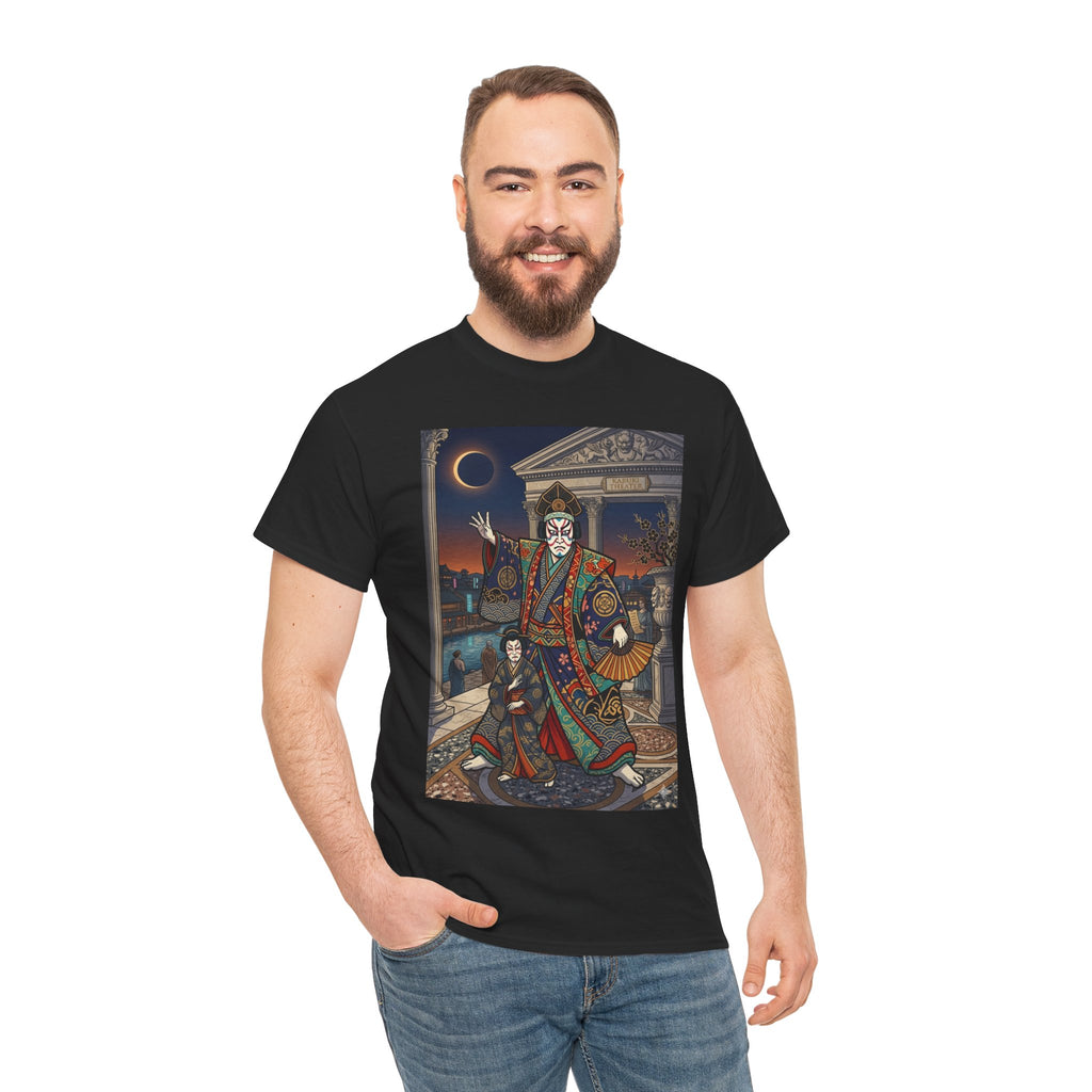Geisha Samurai Night Graphic Tee — Japanese Oni Mask Art Shirt