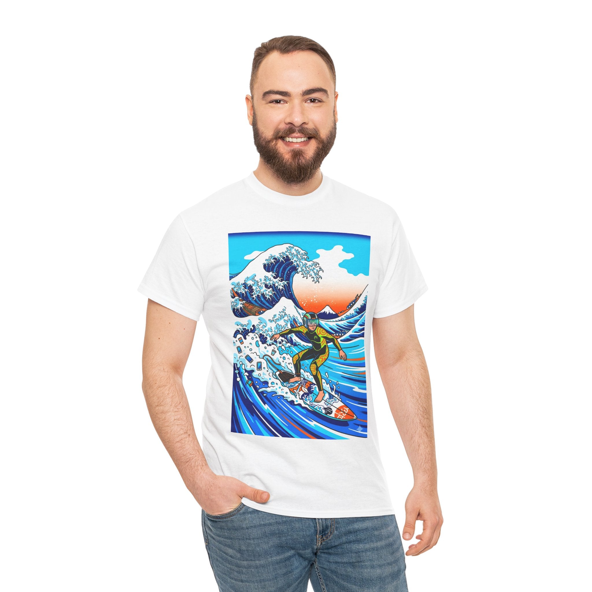 Surfing Great Wave T-Shirt — Retro Japanese Wave Surf Tee