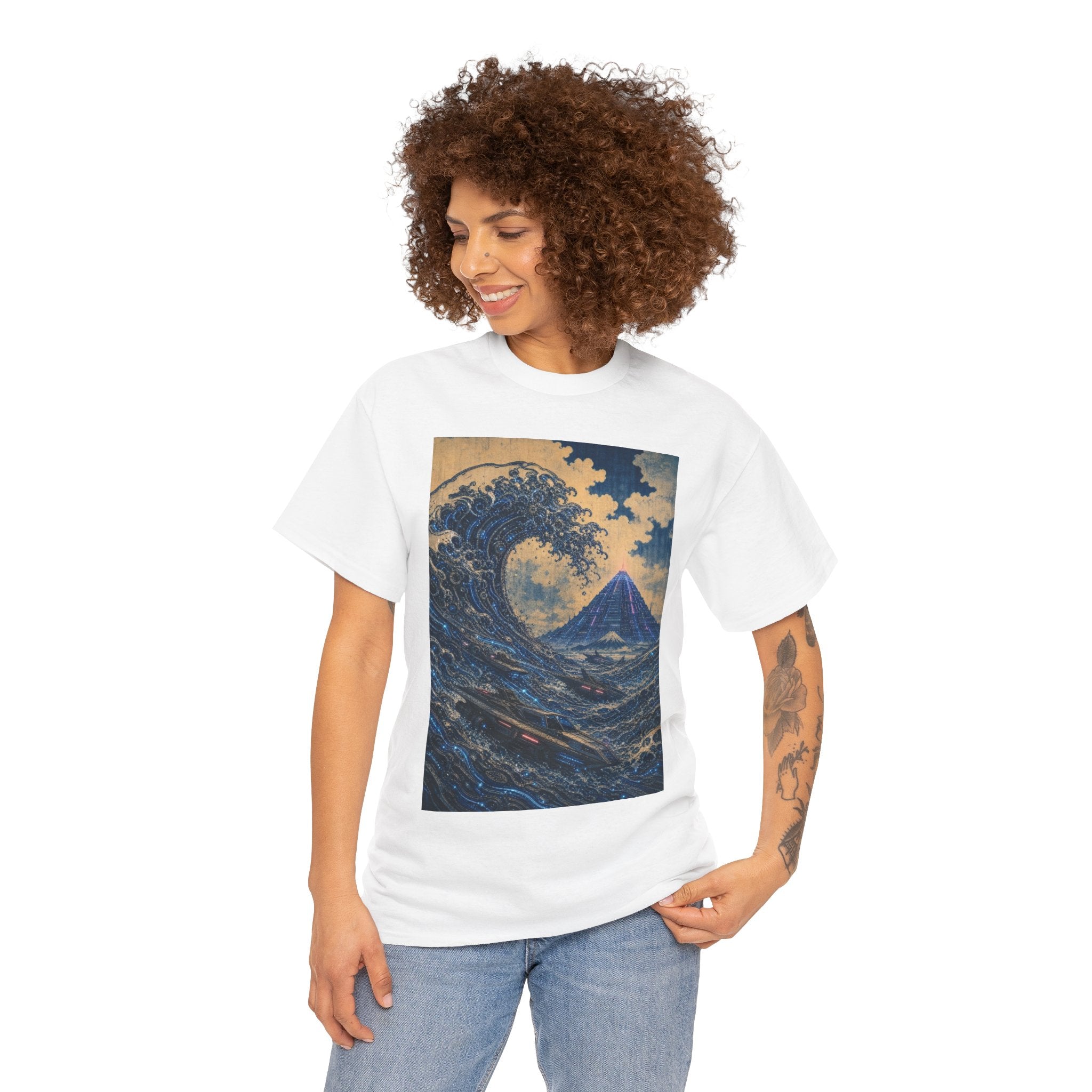 Wave & Mount Fuji Art Tee — Vintage Japanese Wave Graphic T-Shirt