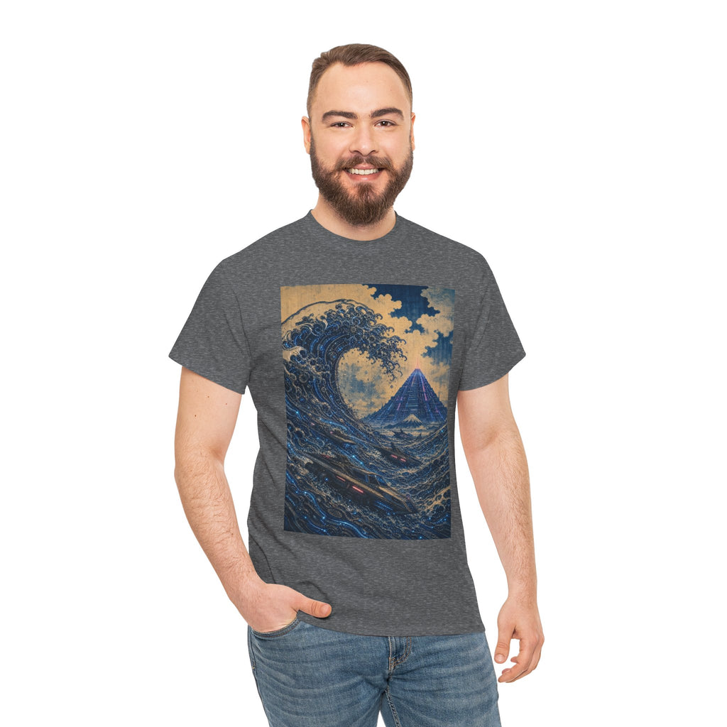 Wave & Mount Fuji Art Tee — Vintage Japanese Wave Graphic T-Shirt
