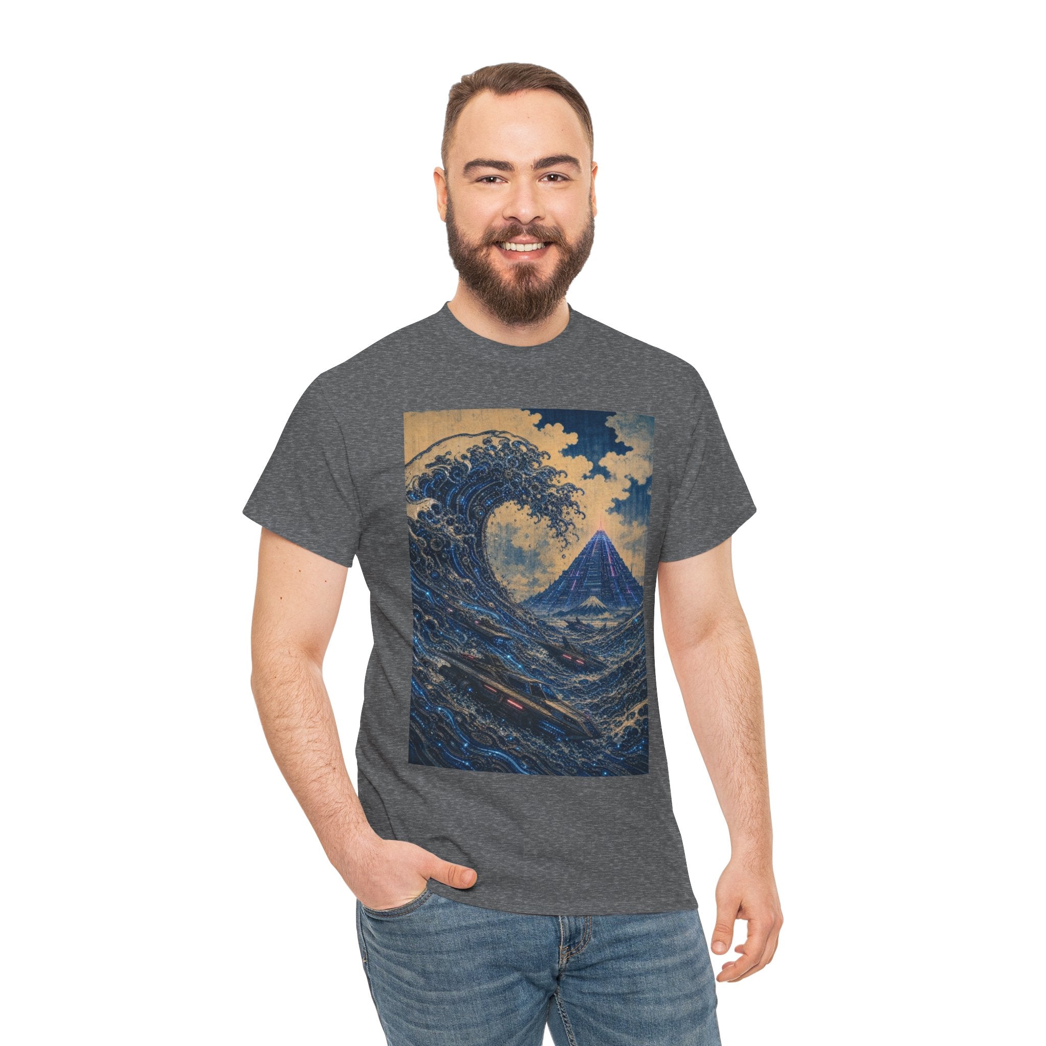 Wave & Mount Fuji Art Tee — Vintage Japanese Wave Graphic T-Shirt