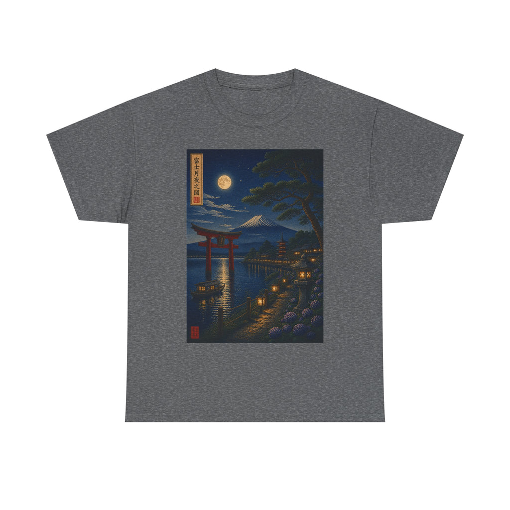 Japanese Nightscape Tee — Torii Gate Moonlit Ukiyo-e Shirt